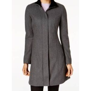 CALVIN KLEIN Buckled Stand-Collar Walker Coat Size Large